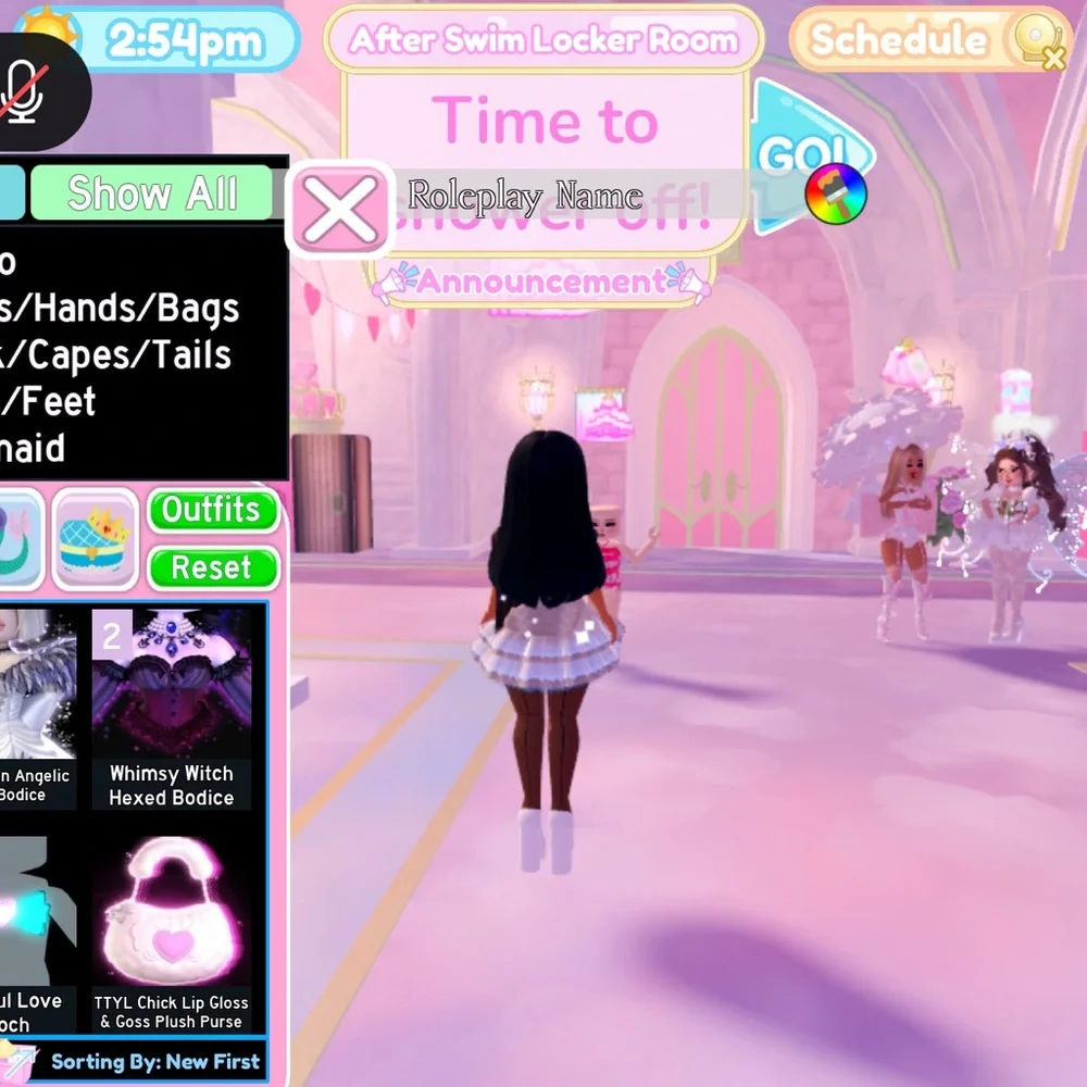 Virtual Pink and White Pleated Skirt